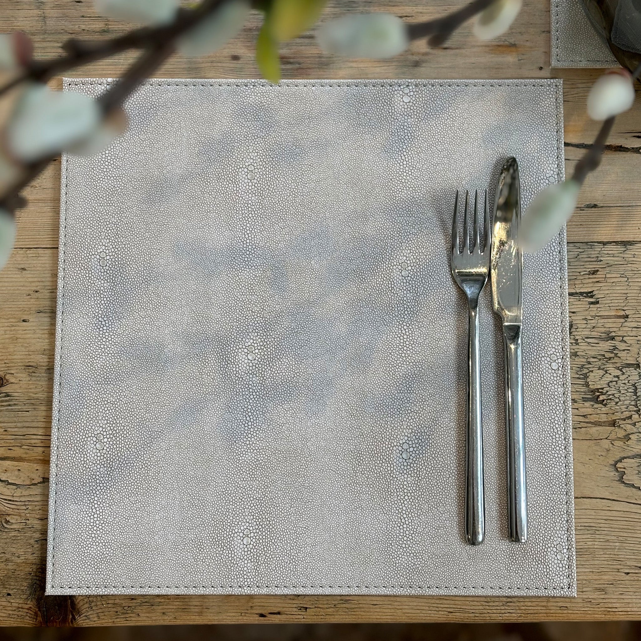 Faux Shagreen Placemats in Chalk - Set of 6
